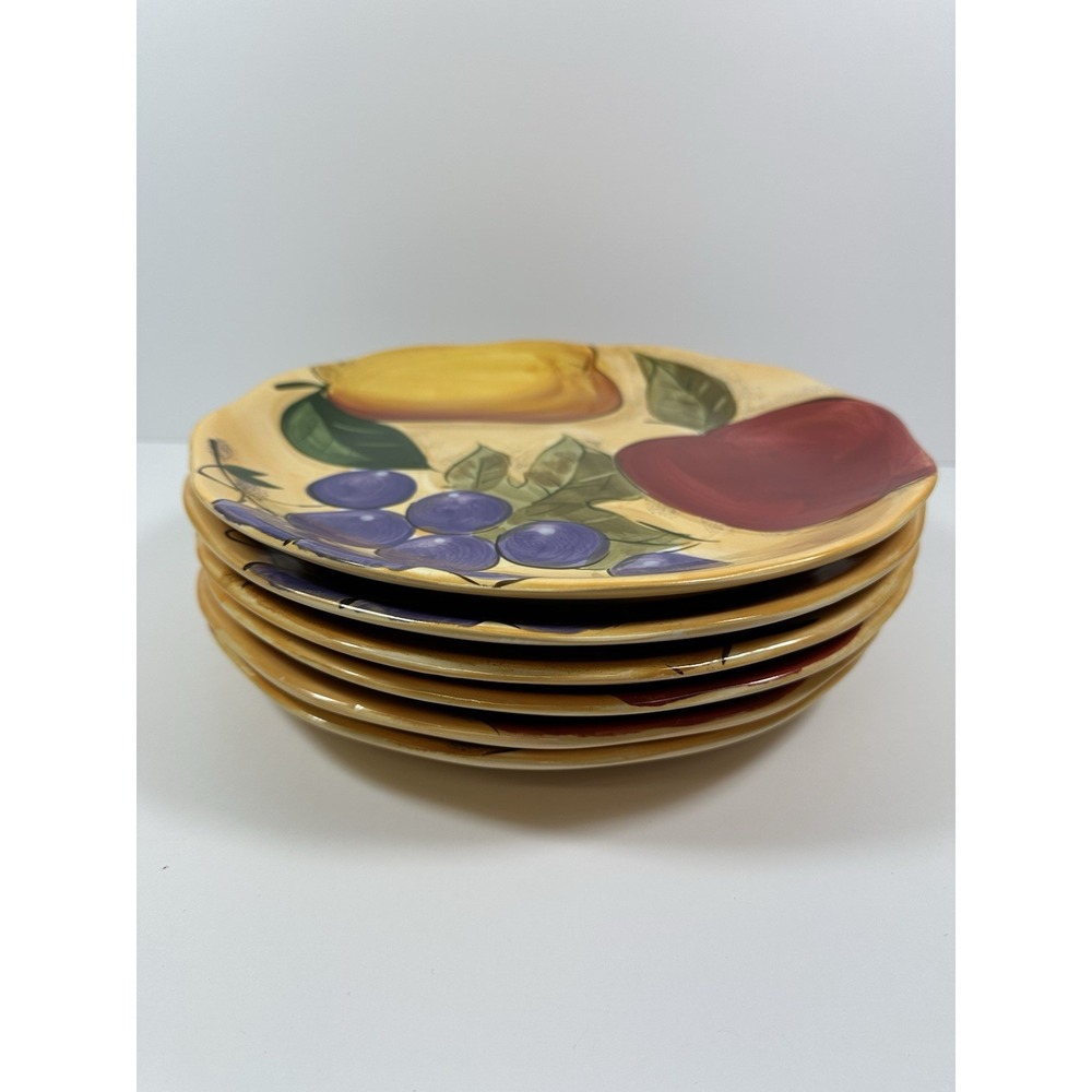 Home Trends Verdona  Dinner Plate 10.75" Fruit Pear Apple Grapes Set Of 6